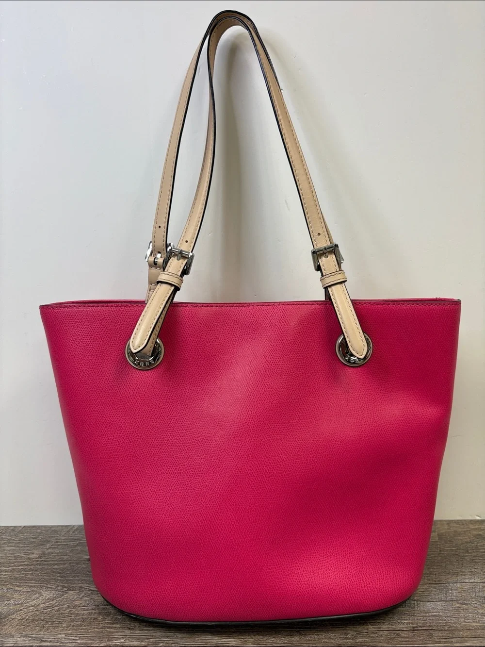 Michael Kors Jet Set Pink Saffiano Leather Tote Bag Shoulder Handbag